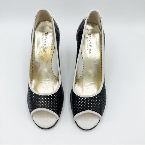 Taryn Rose Creamy Napa Mesh‎ Open Toe Spectator Heels Sz US 8 EUR 38.5 Narrow - Picture 4 of 15